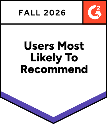 G2 Users Most Likely to Recommend badge, Enterprise Content Management category, Fall 2026 reports