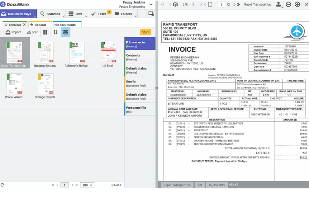 DocuWare interface