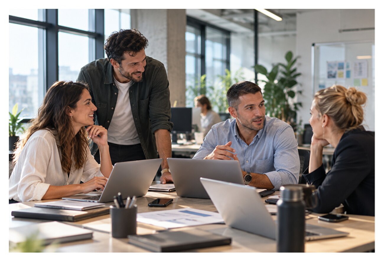 Collaborative meeting in a modern office