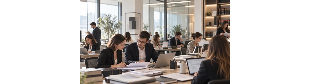 Team working in a modern law office