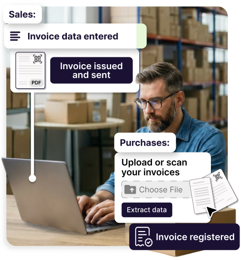 Issue invoices compliant with Verifactu and use AI to process your purchase receipts