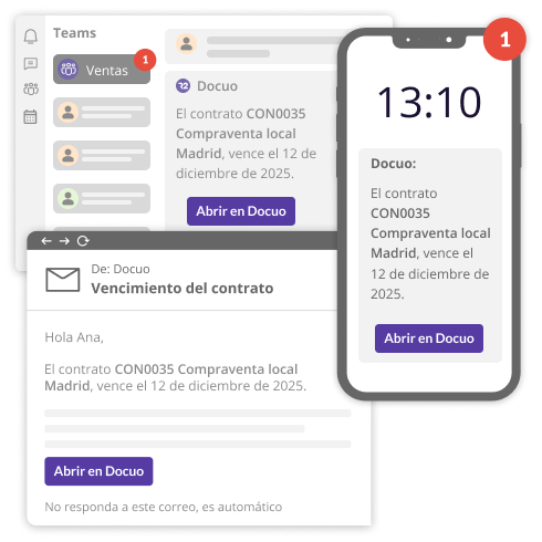 Docuo te avisa cuando un contrato se va a renovar, necesita revisión o ha vencido