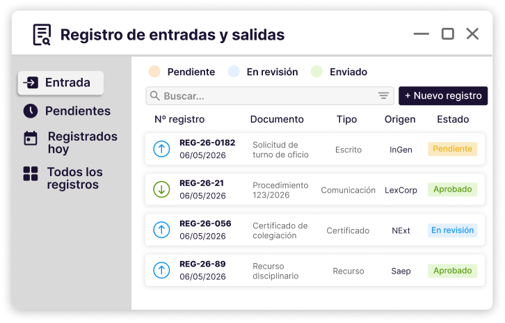 Registro de entradas y salidas