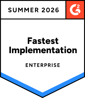 Insignia Fastest Implementation de G2, segmento Enterprise, categoría Enterprise Content Management, informes de verano 2026